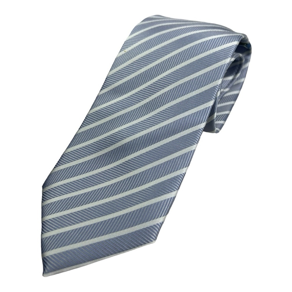 HAINES & BONNER Of London Handmade Silk Tie Blue and White Stripes. New